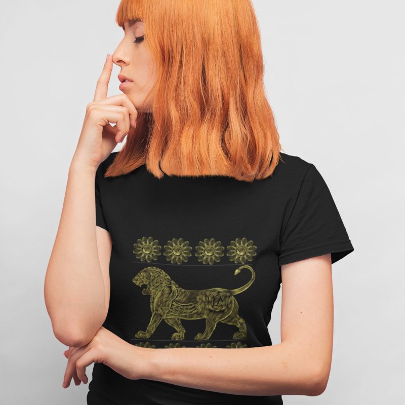 Lion and lotus flower Relief Achaemenid Empire golden t-shirt