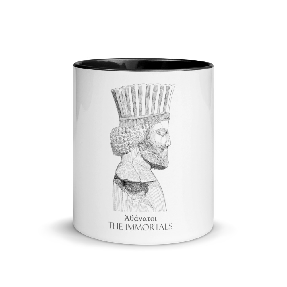 Achaemenid soldier white text Mug with Color Inside