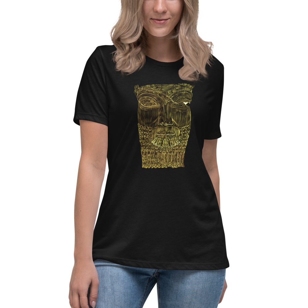 Ancient Persian Achaemenid Empire Face Relief Golden Women's Relaxed T-Shirt