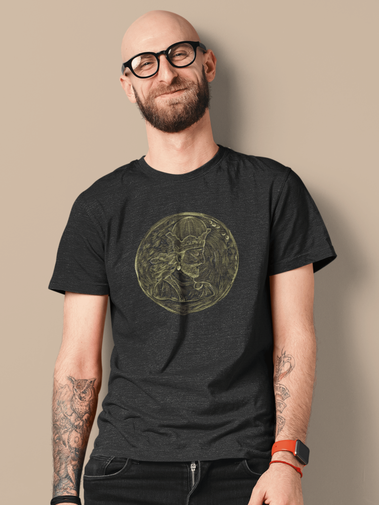 King of Kings Shapur II T-Shirt – Iconic Persian Coin Golden Design
