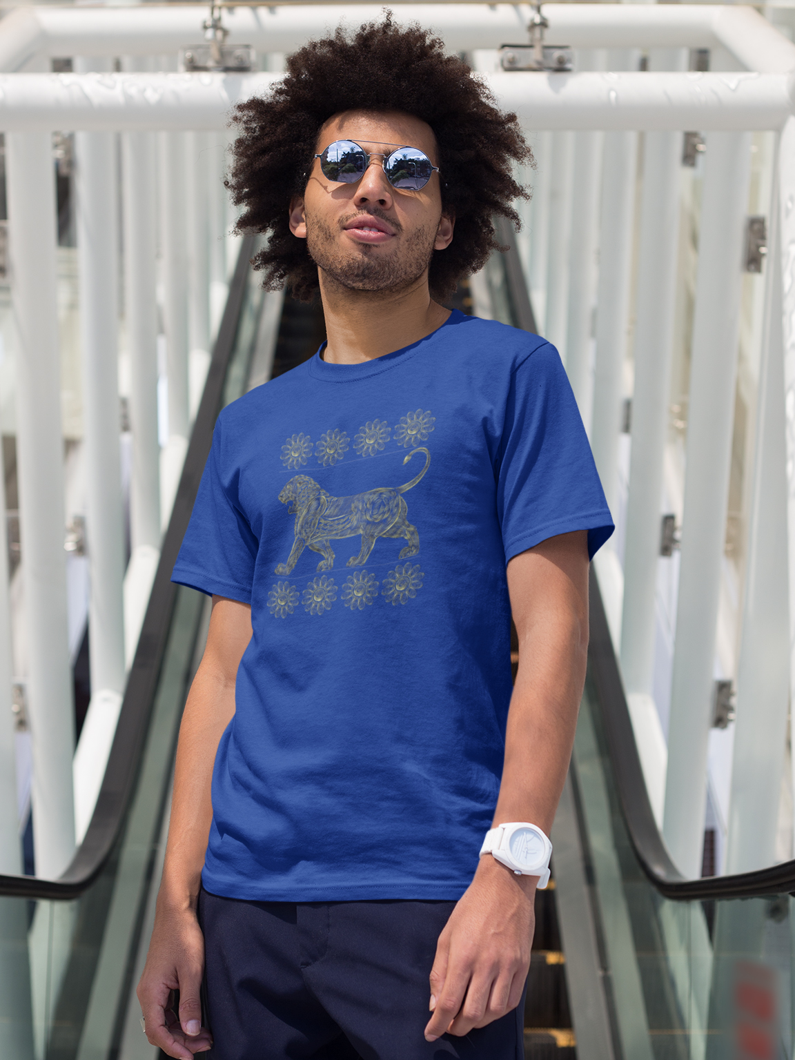 Lion and Lotus Flower Relief Achaemenid Empire Golden T-Shirt