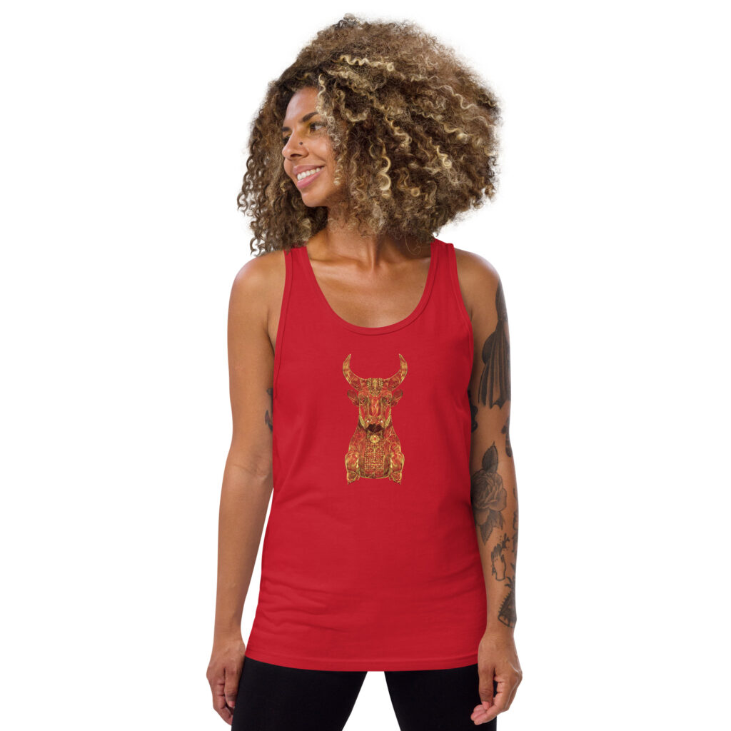 Bull Head Golden Tank Top – A Symbol of Persian Majesty