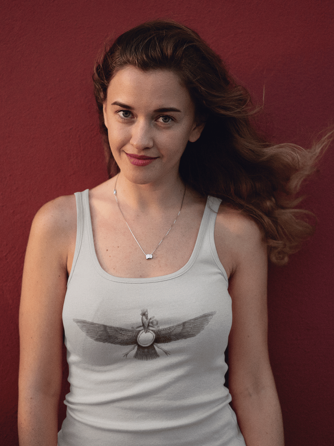 Woman wearing the Faravahar tank top