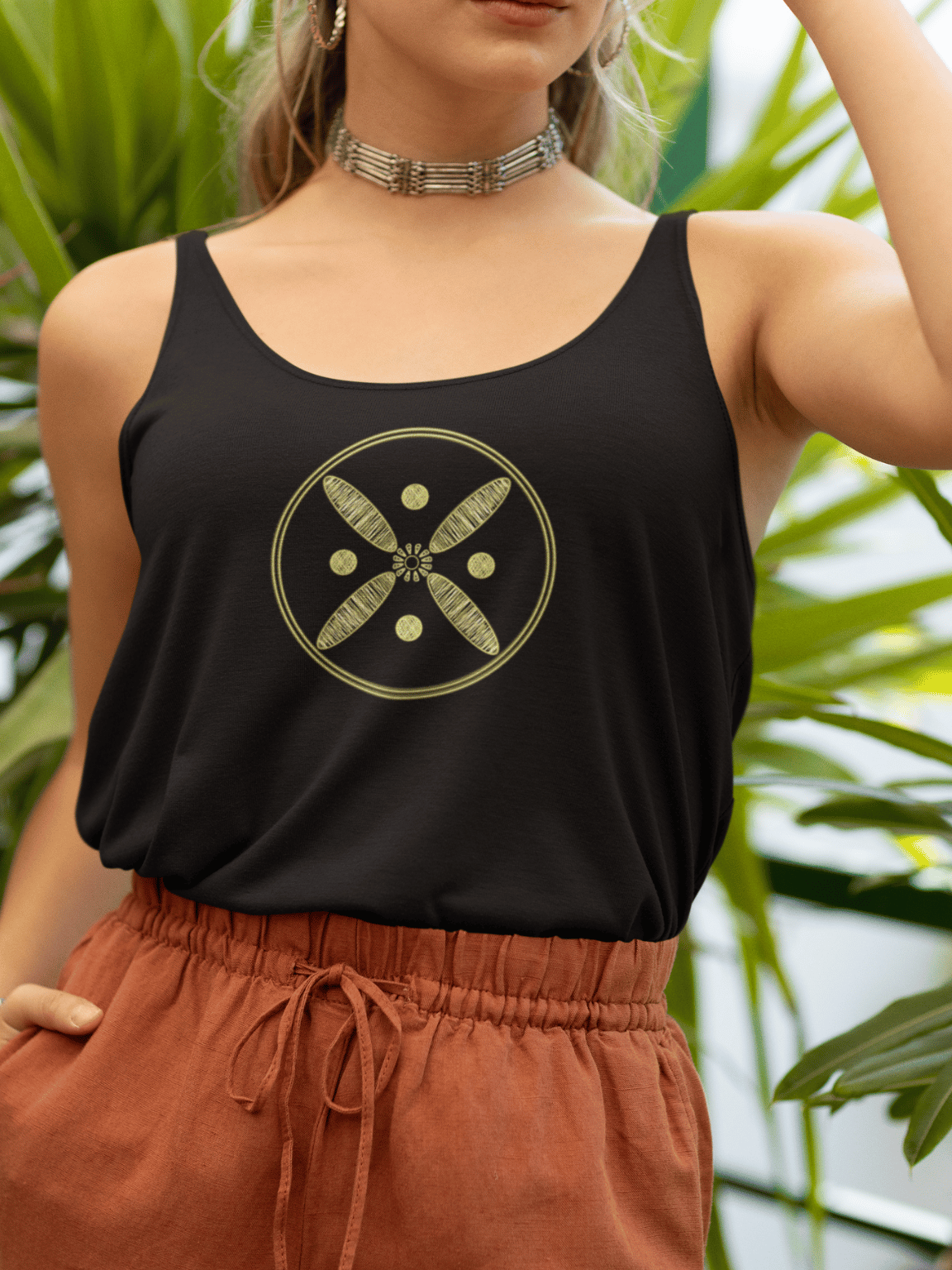 Derafsh Kaviani tank top with legendary Iranian banner design