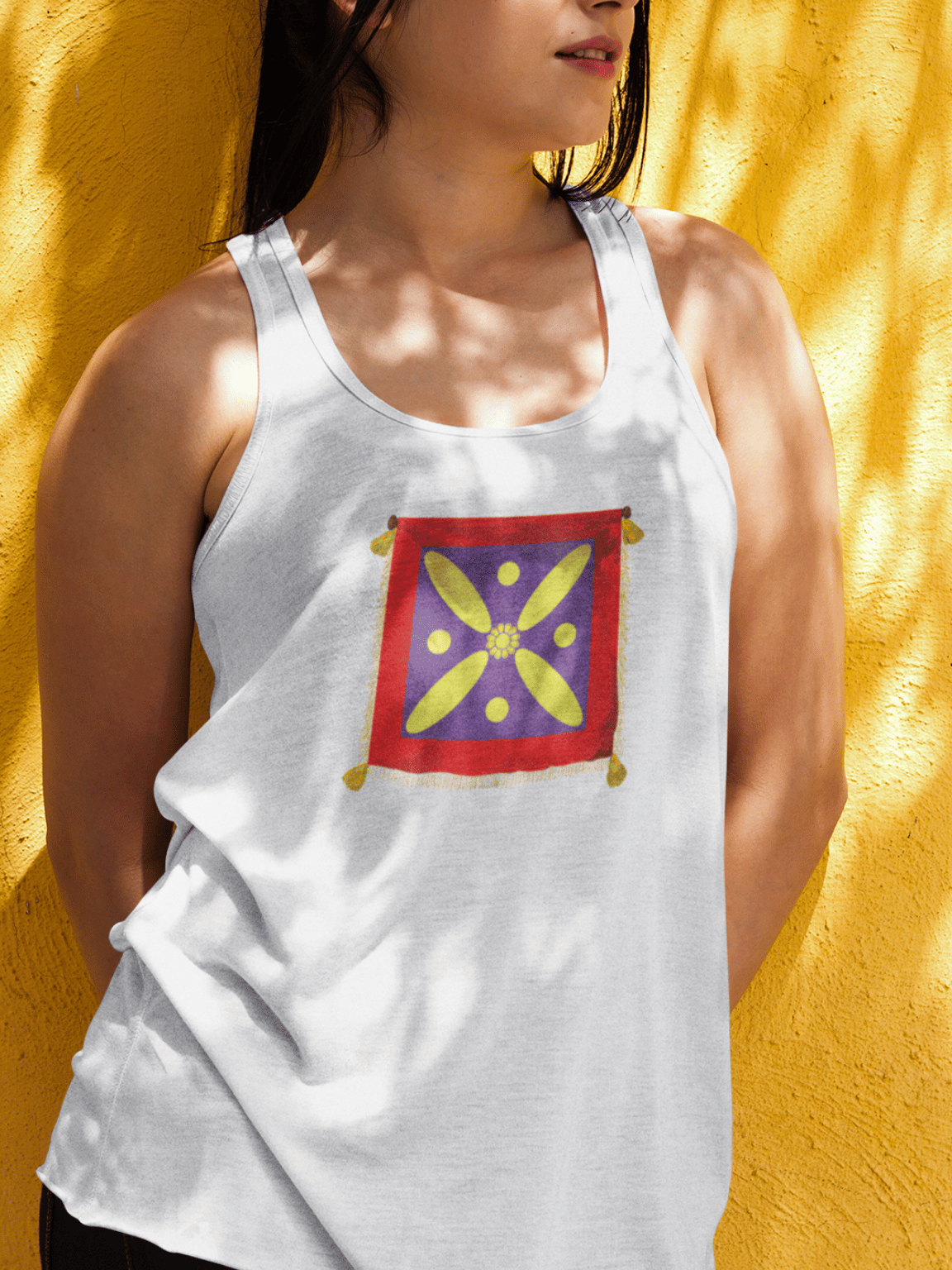 Derafsh Kaviani tank top with legendary Iranian banner design