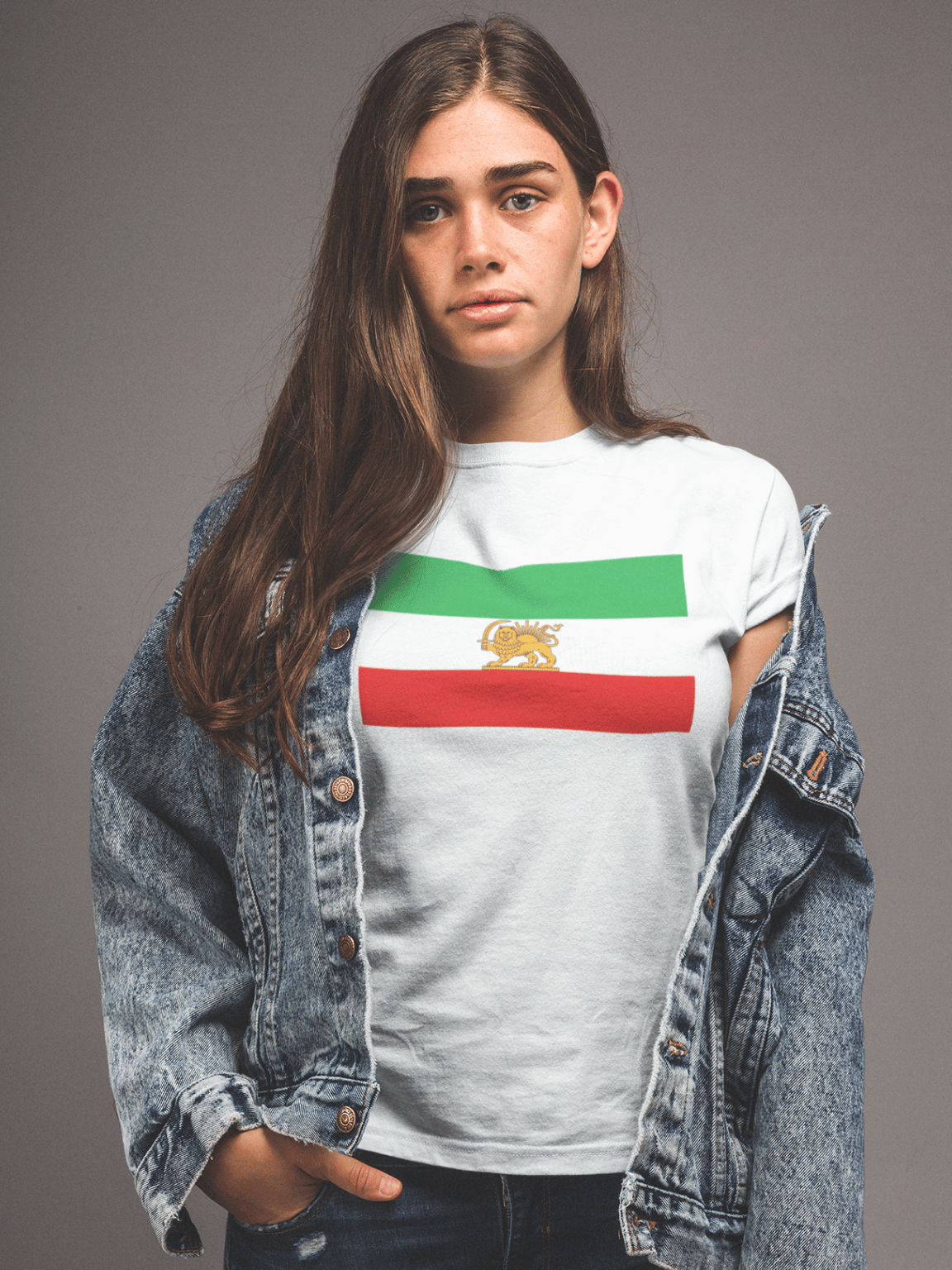 Womens Shir o Khorshid t shirt with Lion and Sun emblem print
