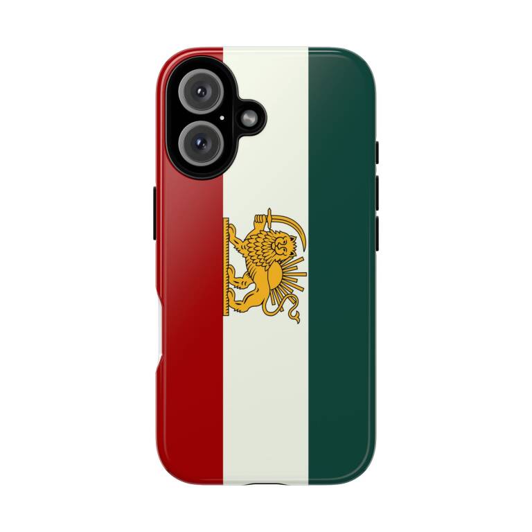 Persian Lion Flag Tough Phone Case — Retro Iran Tricolor Protective Cover